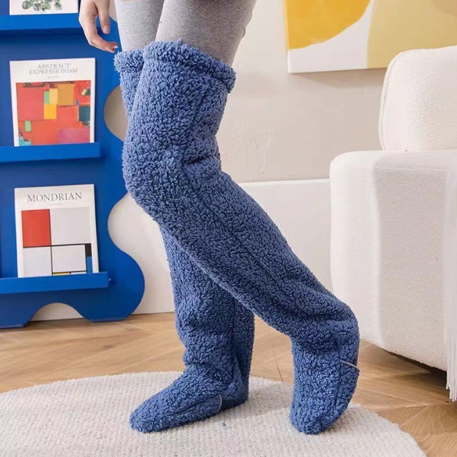 Women’s Fuzzy Knee-High Sleep Socks – Warm Anti-Slip Winter Design