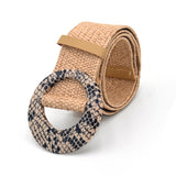 Boho Woven Waist Belt – Wide Linen-Inspired Belt with Round Buckle