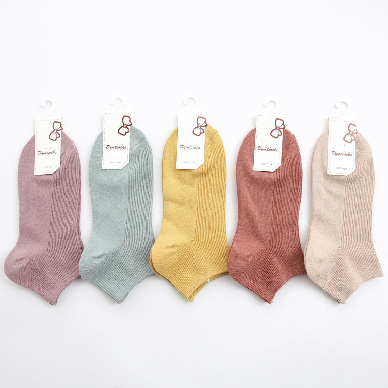 Women’s Double Needle Cotton Ankle Socks – Solid Color Short Casual
