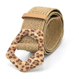 Boho Woven Waist Belt – Wide Linen-Inspired Belt with Round Buckle