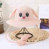 Children’s Rabbit Ear Straw Sun Hat – Moving Ear Cartoon Summer Hat