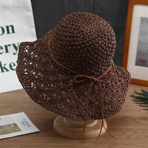 Women’s Handmade Crochet Straw Hat – Summer Sun Protection