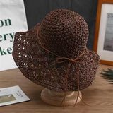 Women’s Handmade Crochet Straw Hat – Summer Sun Protection