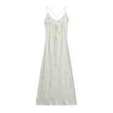 Women’s Braces Skirt Flower Knitted Backless Lace-up Dress