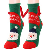 Magnetic Christmas Couple Socks – Coral Fleece Warm Slipper Tube