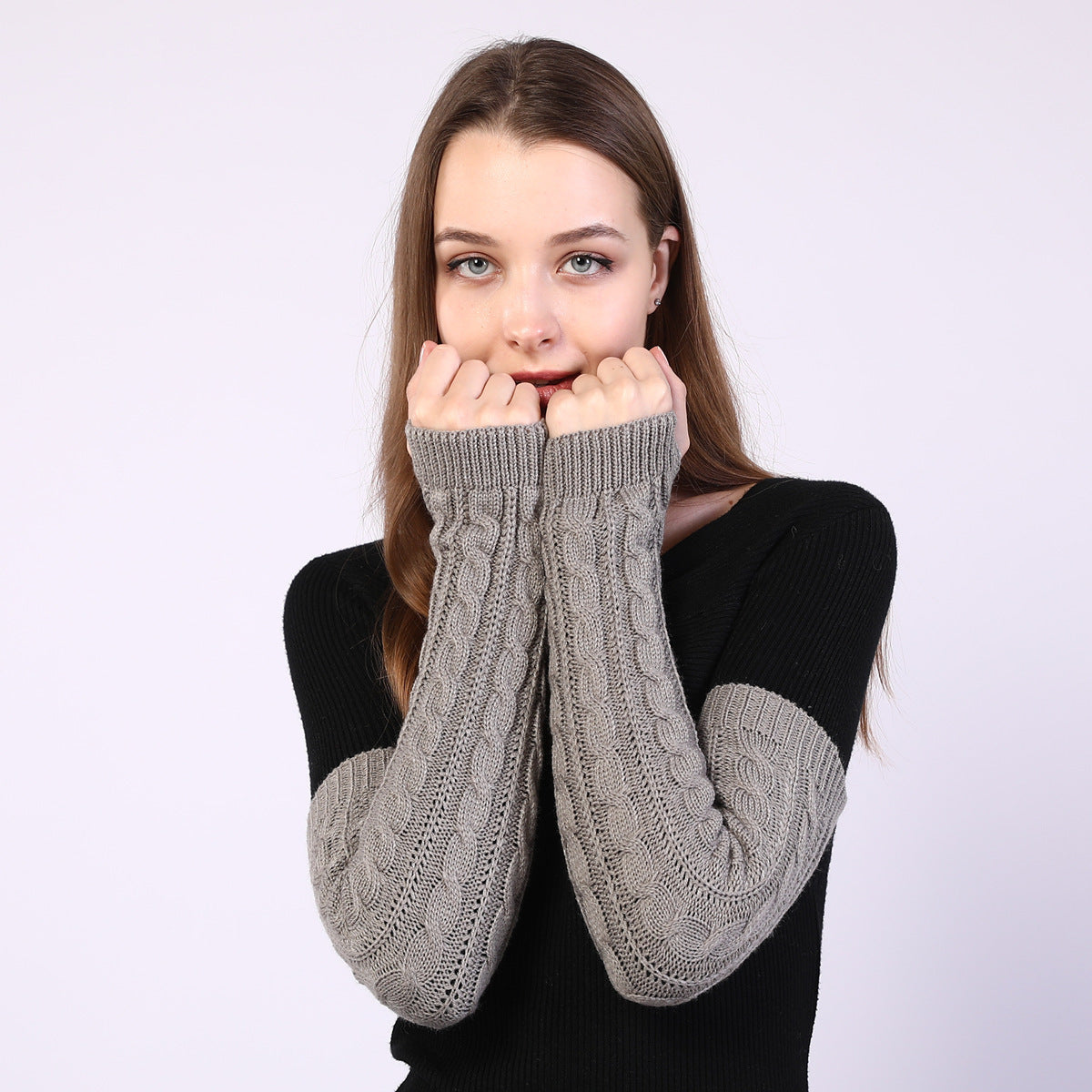 Twist Knit Arm Warmers – Fingerless Winter Sleeve Covers