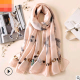 Floral Printed Silk-Look Scarf – Elegant Lightweight Shawl for All Seasons