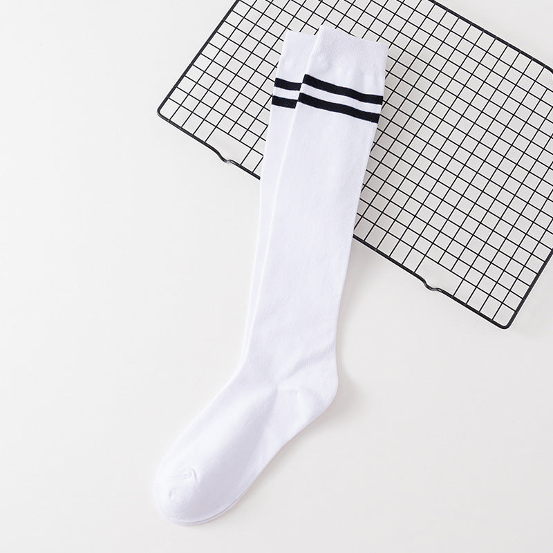Women's Calf Cotton Socks – Striped Jacquard Breathable Cotton