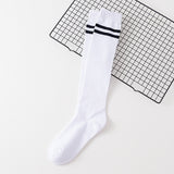 Women's Calf Cotton Socks – Striped Jacquard Breathable Cotton