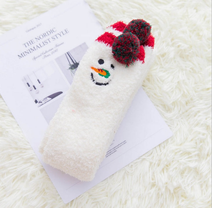 Super Cute Fuzzy Knee-High Socks – Cartoon Winter Style