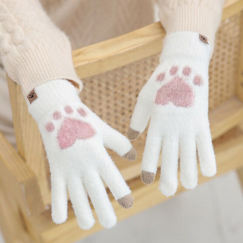 Women’s Cat Paw Touch Screen Gloves – Warm Anti-Cold Winter Design