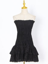 Y2K Tube Top Pleated Dress – Summer Beach Party A-line Mini Dress