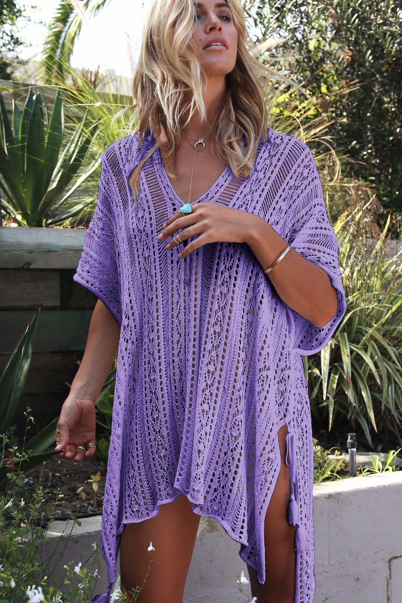 Hollow Knit Beach Cover-Up – Loose Bikini Blouse in 17 Colors