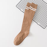 Women's Calf Cotton Socks – Striped Jacquard Breathable Cotton