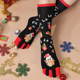 Women’s Christmas Five-Finger Socks – Cute Winter Split-Toe Holiday Design