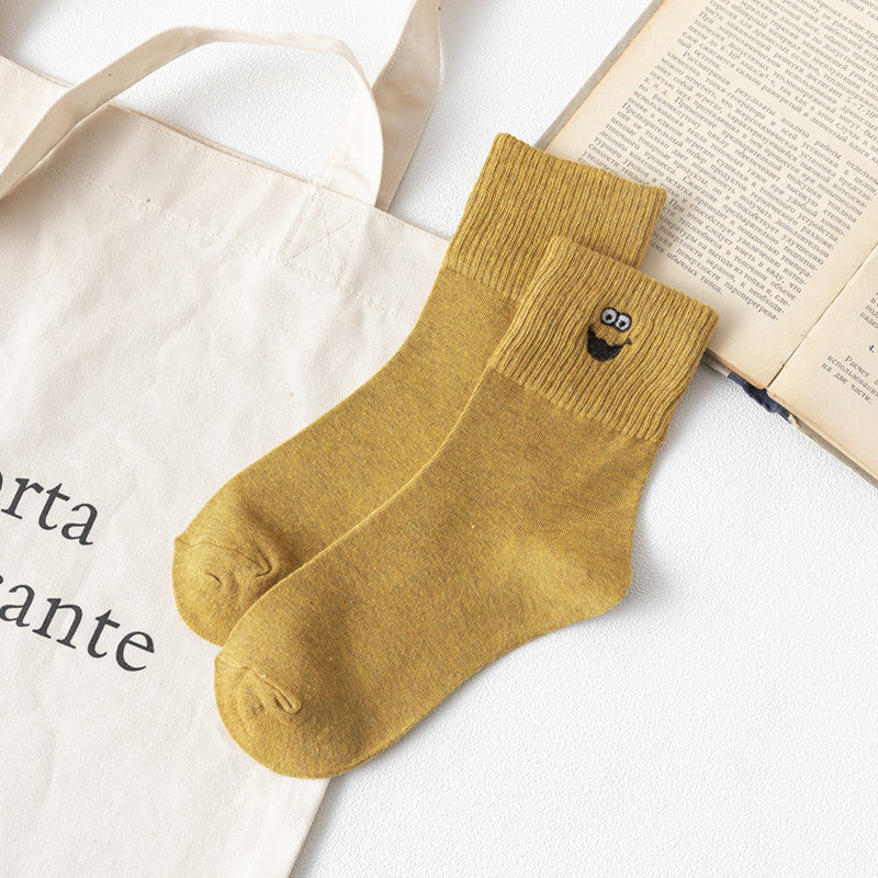 Women’s Embroidered Cotton Tube Socks – Thick Winter Style