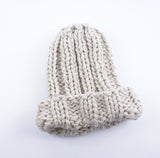 Women’s Thick Knitted Wool Beanie – Solid Color Winter Hat