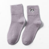 Cartoon Embroidery Cotton Crew Socks – Women’s Casual