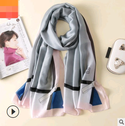 Floral Printed Silk-Look Scarf – Elegant Lightweight Shawl for All Seasons