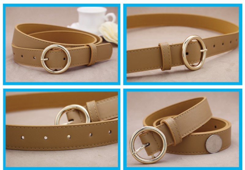 Classic Round Buckle Belt – Unisex Faux Leather Waist Accessory