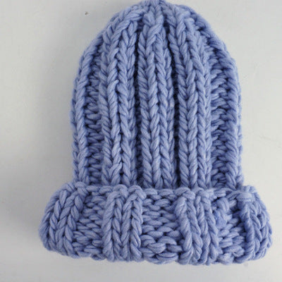 Women’s Thick Knitted Wool Beanie – Solid Color Winter Hat