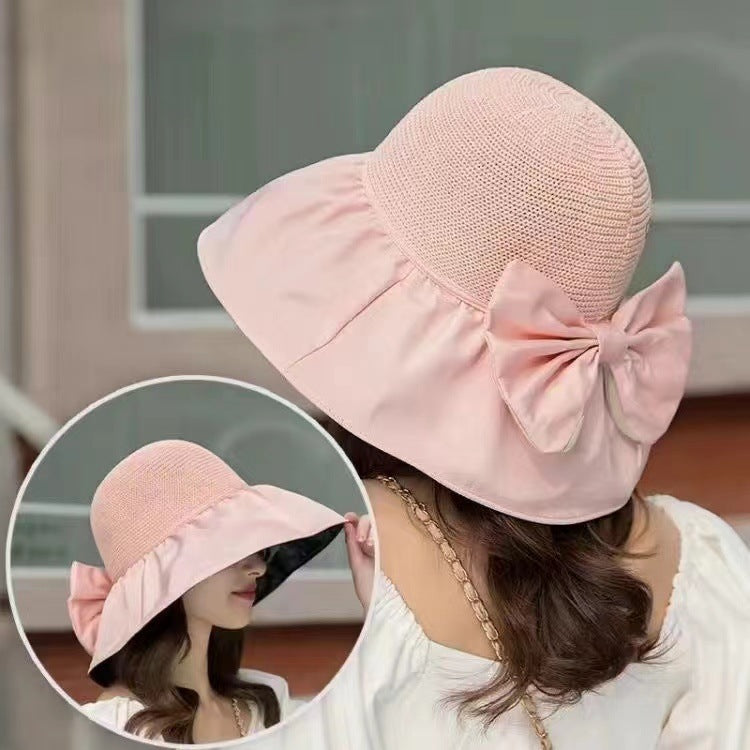 Women’s Straw Sun Hat – Large Brim with Big Bow UV Protection