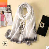 Floral Printed Silk-Look Scarf – Elegant Lightweight Shawl for All Seasons