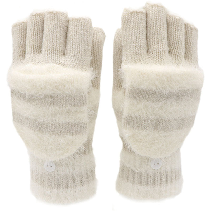 Flip Half Finger Knitted Gloves – Warm Wool-Blend Winter Design
