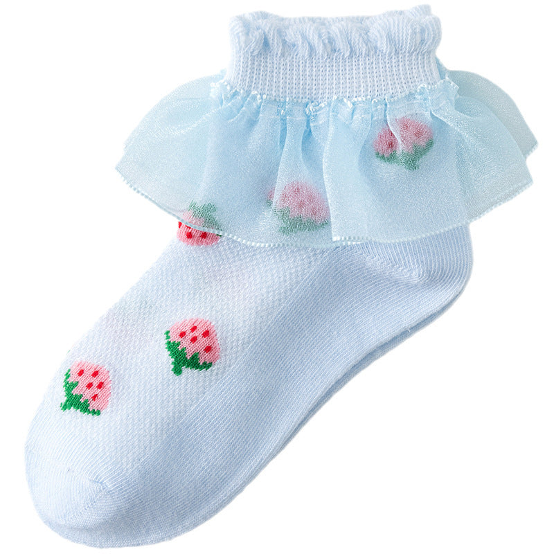 Girls’ Summer Lace Socks – Thin Mesh Princess Style