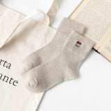 Women’s Embroidered Cotton Tube Socks – Thick Winter Style