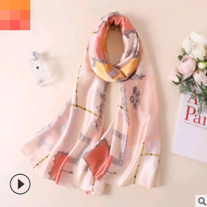 Floral Printed Silk-Look Scarf – Elegant Lightweight Shawl for All Seasons