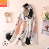 Floral Printed Silk-Look Scarf – Elegant Lightweight Shawl for All Seasons