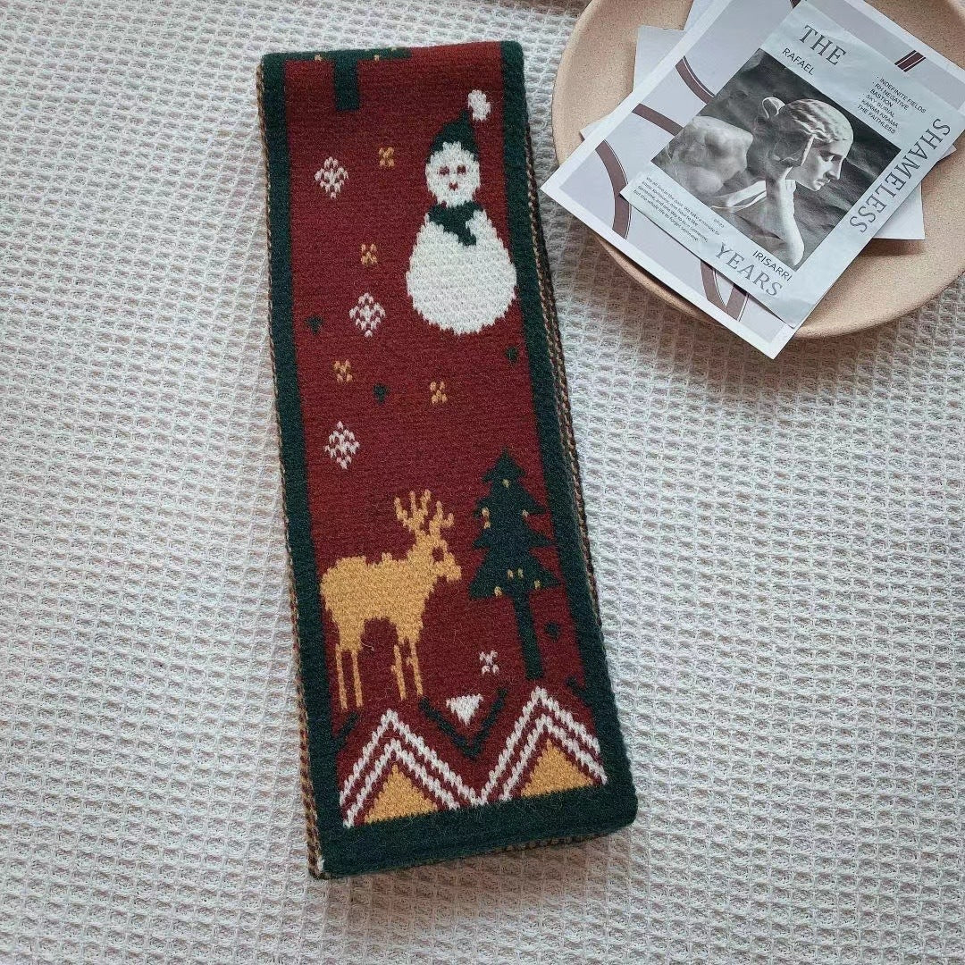 Cartoon Knit Neck Scarf – Soft Winter Wool Wrap for Women