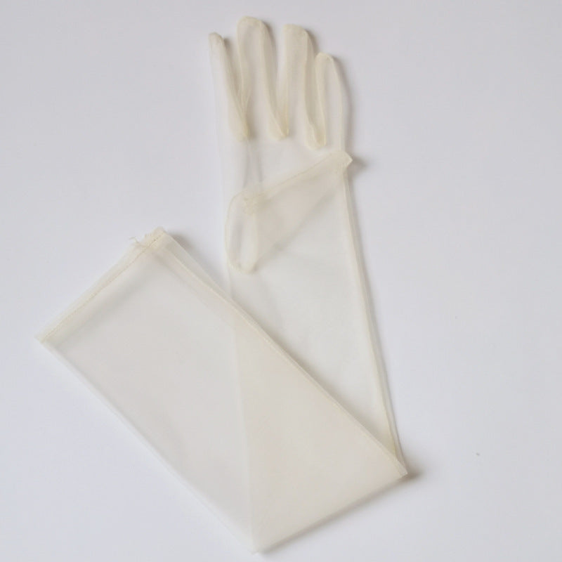 Elegant Tulle Bridal Gloves – Long Finger-Length Wedding Accessories