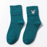 Cartoon Embroidery Cotton Crew Socks – Women’s Casual