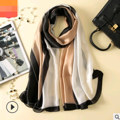 Floral Printed Silk-Look Scarf – Elegant Lightweight Shawl for All Seasons