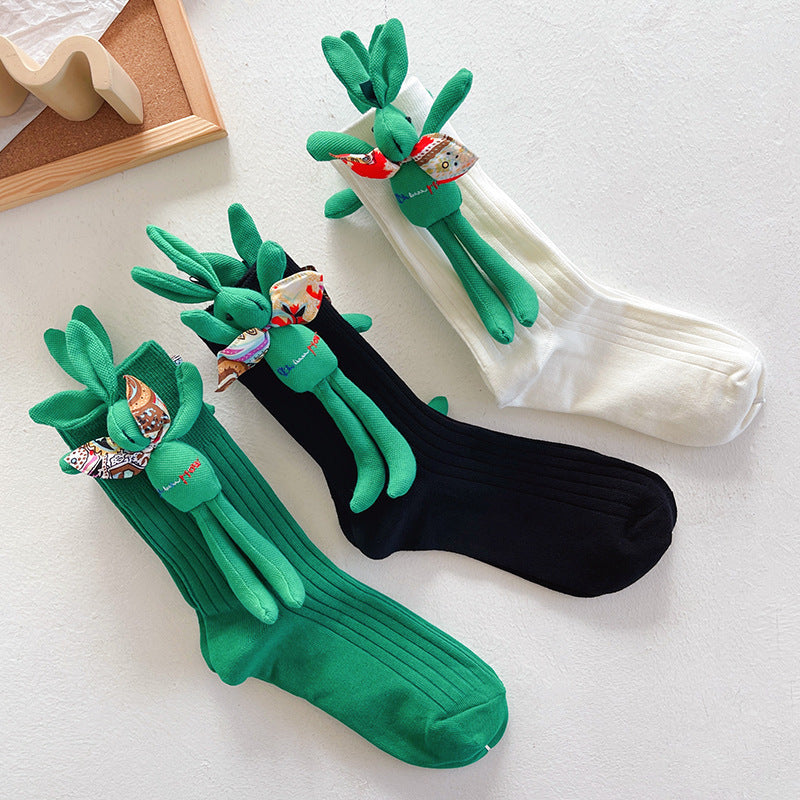 3D Green Reindeer Winter Socks – Cotton Breathable Crew Style