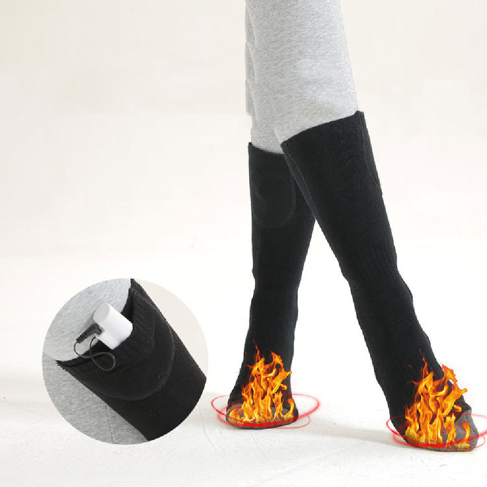USB Heated Cotton Socks – Thickened Washable Winter Warm Socks