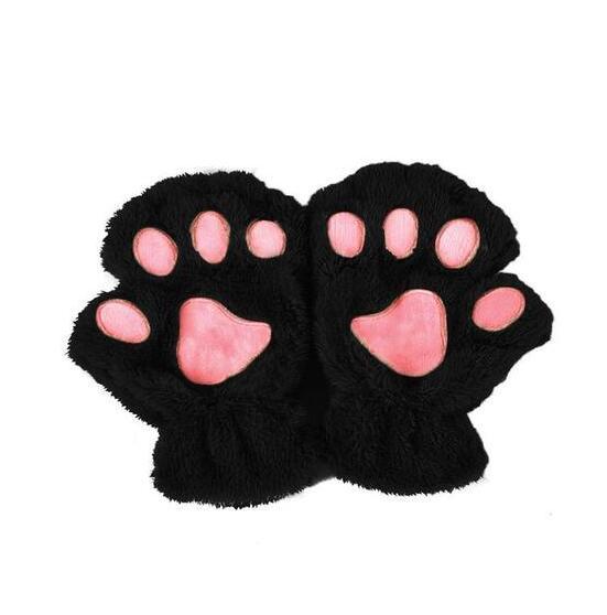 Winter Cute Cat Paw Gloves – Half Cover Short Finger Mittens