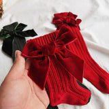 Baby Bowknot Cotton Socks – Pure Color Tube Style