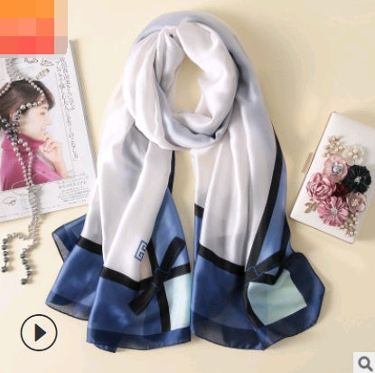 Floral Printed Silk-Look Scarf – Elegant Lightweight Shawl for All Seasons
