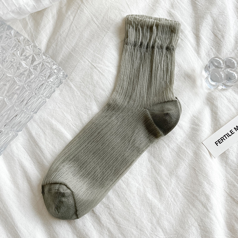Women’s Crystal Nylon Mid-Calf Socks – Sheer Breathable Stockings
