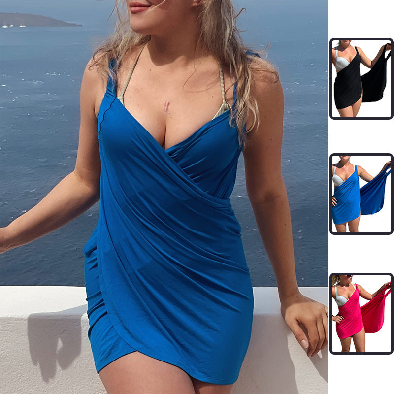 Solid Color One-Piece Swimsuit For Women – Plus Size Backless Swimwear