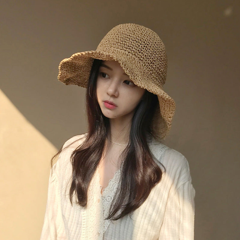 Women’s Raffia Straw Fisherman Hat – Summer Wide Brim Sun Hat