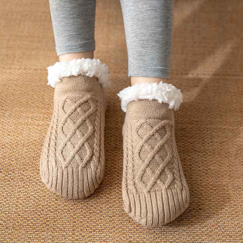 Winter Knitted Plush Floor Socks – Non-Slip Warm Home Carpet Socks