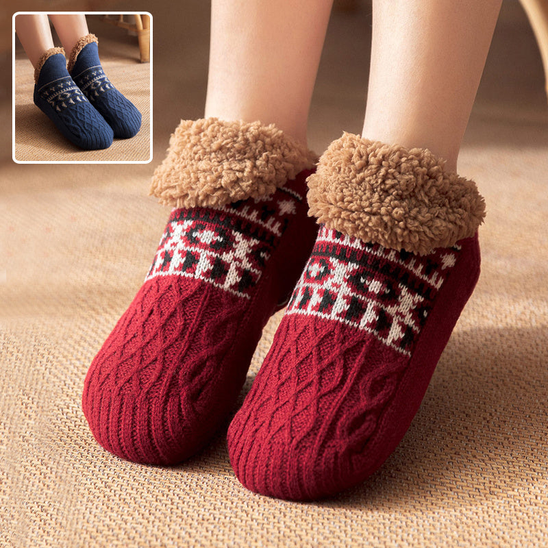 Indoor Winter Jacquard Floor Socks – Warm Non-Slip Home Slippers