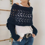 Knit Shawl Wrap – Cropped Cable Sleeve Scarf for Winter