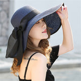 Women’s Floppy Bow Sun Hat – Wide Brim Foldable Summer Hat