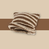 Women’s Knitted Wool Beanie – Striped Devil Horn Style