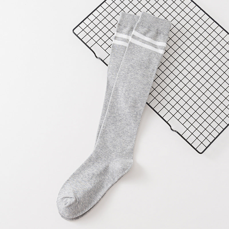 Women's Calf Cotton Socks – Striped Jacquard Breathable Cotton